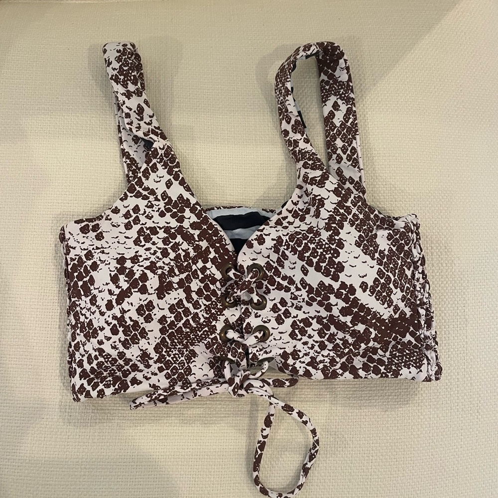 Maaji Brown and White Snake Print Bikini